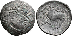 CARPATHIAN REGION. Uncertain tribe. Late 2nd-1st century BC. Tetradrachm (Billon, 28 mm, 8.40 g, 1 h), 'Herakleskopf' type. Celticized head of Herakle...
