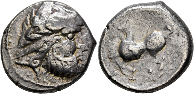 MIDDLE DANUBE. Uncertain tribe. 2nd century BC. Tetradrachm (Silver, 23 mm, 11.9...