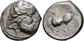 MIDDLE DANUBE. Uncertain tribe. 2nd century BC. Tetradrachm (Silver, 23 mm, 11.94 g, 10 h), 'Kugelwange ohne Ringel' type, imitating Philip II of Mace...
