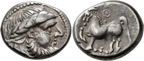 MIDDLE DANUBE. Uncertain tribe. 2nd century BC. Tetradrachm (Silver, 24 mm, 12.00 g, 12 h), 'Kugelwange mit Ringel' type, imitating Philip II of Maced...