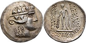 LOWER DANUBE. Imitations of Thasos. Late 2nd-1st century BC. Tetradrachm (Silver, 33 mm, 16.16 g, 7 h). Celticized head of Dionysos to right, wearing ...
