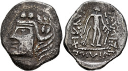 LOWER DANUBE. Imitations of Thasos. Late 2nd-1st Centuries BC. Tetradrachm (Silver, 34 mm, 15.40 g, 12 h). Celticized head of Dionysos to left, wearin...
