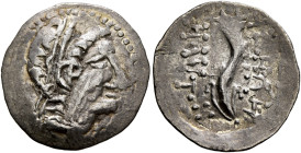 GALATIA. Uncertain tribe. Mid 2nd to early 1st century BC. 'Drachm' (Silver, 18 mm, 2.37 g, 11 h), imitating an issue of the Seleukid king Demetrios I...