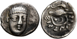 CAMPANIA. Phistelia. Circa 325-275 BC. Obol (Silver, 9 mm, 0.52 g, 2 h). Young male head facing, turned slightly to right. Rev. &#66330;&#66313;&#6632...