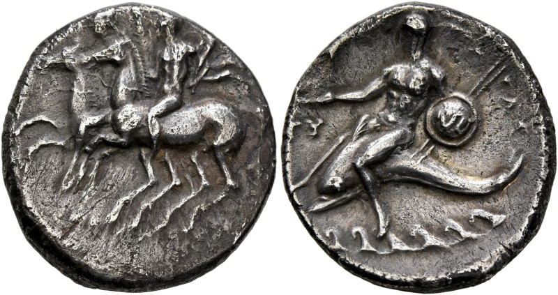 CALABRIA. Tarentum. Circa 280-272 BC. Didrachm or Nomos (Silver, 21 mm, 5.95 g, ...