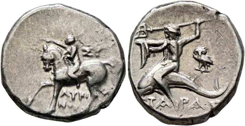 CALABRIA. Tarentum. Circa 272-240 BC. Didrachm or Nomos (Silver, 19 mm, 6.44 g, ...