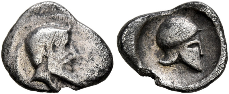 SICILY. Himera. Circa 475-450 BC. Litra (Silver, 11 mm, 0.60 g, 12 h). Bearded m...