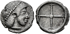 SICILY. Syracuse. Deinomenid Tyranny, 485-466 BC. Litra (Silver, 9 mm, 0.40 g), circa 475-470. Diademed head of Arethousa to right, wearing necklace. ...