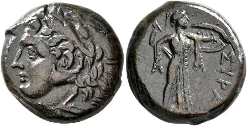 SICILY. Syracuse. Pyrrhos, 278-276 BC. AE (Bronze, 22 mm, 11.85 g, 1 h). Head of...