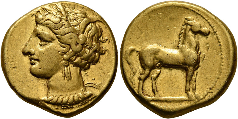 CARTHAGE. Circa 320-310 BC. Stater (Electrum, 18 mm, 7.66 g, 12 h). Head of Tani...