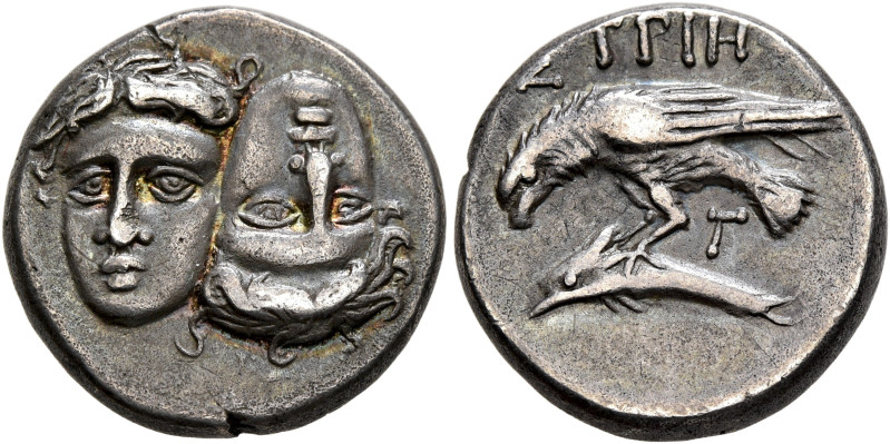 MOESIA. Istros. Circa 340/30-313 BC. Drachm (Silver, 17 mm, 5.37 g). Two facing ...