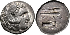 MOESIA. Kallatis. 3rd-2nd centuries BC. Drachm (Silver, 18 mm, 5.37 g, 12 h). Head of Herakles to right, wearing lion skin headdress. Rev. KAΛΛATIΑ Gr...