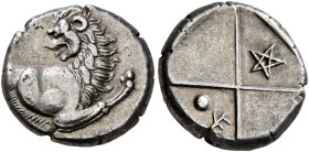 THRACE. Chersonesos. Circa 386-338 BC. Hemidrachm (Silver, 13 mm, 2.24 g, 6 h). Forepart of a lion right, head turned back to left. Rev. Quadripartite...