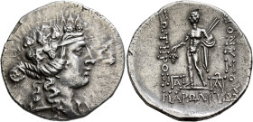 THRACE. Maroneia. Circa 189/8-49/5 BC. Tetradrachm (Silver, 35 mm, 15.47 g, 12 h). Head of youthful Dionysos to right, wearing taenia and wreath of iv...