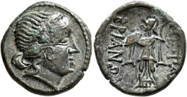 THRACE. Mesambria. Circa 175-100 BC. AE (Bronze, 19 mm, 5.48 g, 12 h). Diademed head of a female to right. Rev. ΜΕΣΑΜ-ΒΡΙΑΝΩΝ Athena Alkidemos stridin...