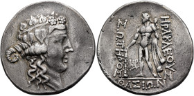 ISLANDS OFF THRACE, Thasos. Circa 148-90/80 BC. Tetradrachm (Silver, 32 mm, 16.70 g, 12 h). Head of Dionysos to right, wearing ivy wreath and taenia. ...