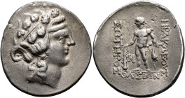 ISLANDS OFF THRACE, Thasos. Circa 148-90/80 BC. Tetradrachm (Silver, 33 mm, 16.79 g, 12 h). Head of youthful Dionysos to right, wearing ivy wreath and...