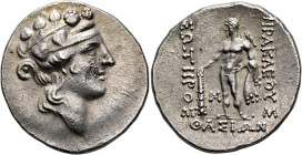 ISLANDS OFF THRACE, Thasos. Circa 148-90/80 BC. Tetradrachm (Silver, 30 mm, 17.03 g, 12 h). Head of youthful Dionysos to right, wearing tainia and wre...