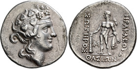 ISLANDS OFF THRACE, Thasos. Circa 148-90/80 BC. Tetradrachm (Silver, 31 mm, 16.86 g, 11 h). Head of youthful Dionysos to right, wearing tainia and wre...