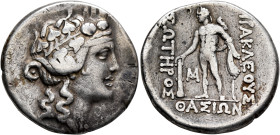 ISLANDS OFF THRACE, Thasos. Circa 168/7-148 BC. Tetradrachm (Silver, 30 mm, 16.39 g, 11 h). Head of Dionysos to right, wearing ivy wreath and taenia. ...
