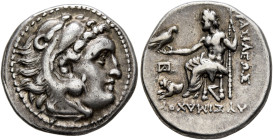 KINGS OF THRACE. Lysimachos, 305-281 BC. Drachm (Silver, 18 mm, 4.22 g, 9 h), in the types of Alexander III. Lampsakos, ca 299/8-297/6. Head of Herakl...
