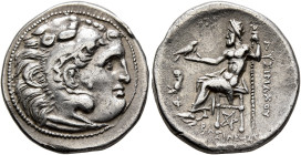 KINGS OF THRACE. Lysimachos, 305-281 BC. Drachm (Silver, 19 mm, 4.20 g, 12 h), Kolophon, circa 299/8-297/6. Head of Herakles to right, wearing lion sk...