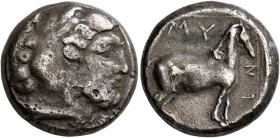 KINGS OF MACEDON. Amyntas III, 394/3-370/69 BC. Stater (Subaeratus, 20 mm, 10.00 g, 12 h), Aigai or Pella. Head of Herakles to right, wearing lion ski...