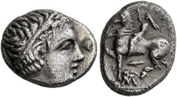 KINGS OF MACEDON. Philip II, 359-336 BC. Hemidrachm (Silver, 12 mm, 1.73 g, 2 h), Pella, 359-355/4. Head of Apollo to right, wearing taenia. Rev. [ΦIΛ...