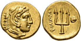 KINGS OF MACEDON. Philip II, 359-336 BC. 1/8 Stater (Gold, 10 mm, 1.01 g, 9 h), Pella, struck under Philip II or Alexander III, circa 345-328. Head of...