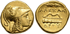 KINGS OF MACEDON. Alexander III ‘the Great’, 336-323 BC. 1/4 Stater (Gold, 11 mm, 2.15 g, 3 h), Amphipolis, struck under Antipater, circa 325-319. Hea...