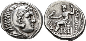 KINGS OF MACEDON. Alexander III ‘the Great’, 336-323 BC. Tetradrachm (Silver, 29 mm, 17.06 g, 10 h), Amphipolis, struck under Kassander, circa 307-297...