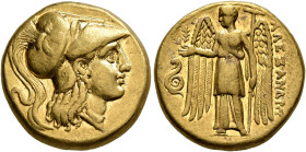 KINGS OF MACEDON. Alexander III ‘the Great’, 336-323 BC. Stater (Gold, 17 mm, 8.58 g, 12 h), Sardes, struck under Menander, circa 330/25-324/23. Head ...