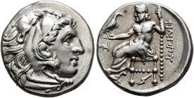 KINGS OF MACEDON. Philip III Arrhidaios, 323-317 BC. Drachm (Silver, 17 mm, 4.24 g, 9 h), Abydos. Head of Herakles to right, wearing lion skin headdre...