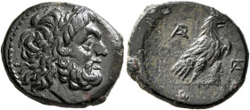 KINGS OF MACEDON. Ptolemy Keraunos, 281-279 BC. Hemiobol (Bronze, 17 mm, 3.84 g, 12 h), uncertain mint in Macedon (Kassandreia?). Laureate head of Zeu...