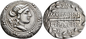 MACEDON (ROMAN PROTECTORATE), Republican period. First Meris. Circa 167-149 BC. Tetradrachm (Silver, 31 mm, 16.78 g, 8 h), Amphipolis. Diademed and dr...