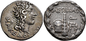 MACEDON (ROMAN PROVINCE). Aesillas, quaestor, circa 95-70 BC. Tetradrachm (Silver, 29 mm, 16.57 g, 12 h), uncertain mint in Macedon. MAKEΔONΩN Head of...