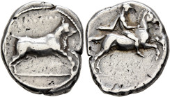 THESSALY. Larissa. Circa 365-356 BC. Drachm (Silver, 20 mm, 6.20 g, 12 h). [ΛΑΡΙΣΑΙΩΝ] Bull charging right. Rev. Thessalos, wearing petasos, cloak and...