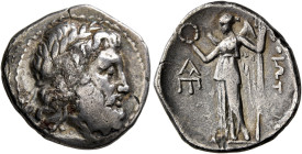 BOEOTIA, Federal Coinage. Circa 225-171 BC. Drachm (Silver, 19 mm, 4.86 g, 3 h). Laureate head of Poseidon to right. Rev. ΒΟΙΩΤΩΝ Nike standing front,...