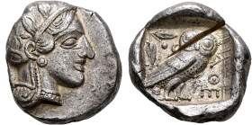 ATTICA. Athens, or PHILISTIA (PALESTINE). Uncertain mint. Circa 440s-430s BC, or somewhat later. Tetradrachm (Silver, 25 mm, 17.00 g, 7 h). Head of At...