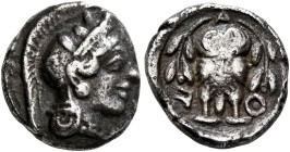 ATTICA. Athens. Circa 440s-430s BC. Hemidrachm (Silver, 13 mm, 1.79 g, 1 h). Head of Athena to right, wrearing crested Attic helmet decorated with thr...