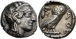 ATTICA. Athens. Circa 430s-420s BC. Tetradrachm (Silver, 24 mm, 17.15 g, 9 h). Head of Athena to right, wearing crested Attic helmet decorated with th...