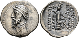 KINGS OF PARTHIA. Artabanos III, 126-122 BC. Drachm (Silver, 21 mm, 3.70 g, 12 h), Ekbatana. Diademed and draped bust of Artabanos III to left. Rev. B...