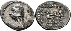 KINGS OF PARTHIA. Arsakes XVI, 78/7-62/1 BC. Drachm (Silver, 22 mm, 3.99 g, 10 h), Ekbatana, circa 78/7-68/7. Diademed and draped bust of Arsakes XVI ...