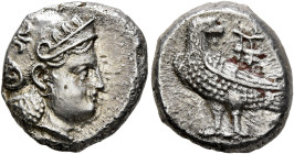 BAKTRIA, Local Issues. Circa 285/3-280/78 BC. Drachm (Silver, 15 mm, 3.56 g, 6 h), uncertain mint in the Oxus region. Head of Athena to right, wearing...