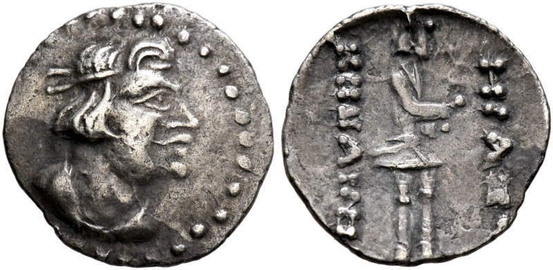 INDIA, Kushan Empire. Kujula Kadphises, circa 30/50-80. Obol (Silver, 11 mm, 0.5...