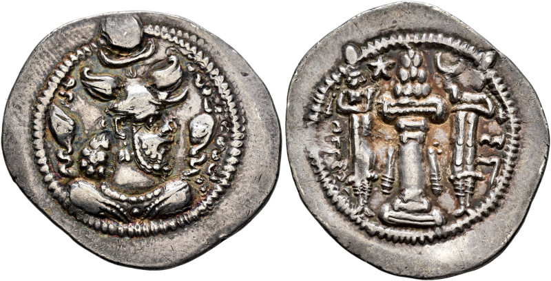 SASANIAN KINGS. Peroz I, 457/9-484. Drachm (Silver, 27 mm, 4.01 g, 3 h), 3rd cro...