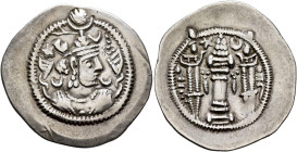 SASANIAN KINGS. Kavadh I, first reign, 488-497. Drachm (Silver, 27 mm, 4.05 g, 2 h), AY (Ērān-xwarrah-Šābuhr). Draped bust of Kavadh I to right, weari...