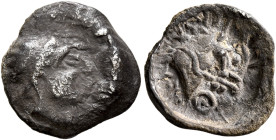 LOCAL ISSUES, Samarqand. Anonymous. Circa 200 BC-100 AD. Reduced Hemidrachm (Silver, 14 mm, 1.08 g), imitating Antiochos I (281-261 BC). Diademed head...