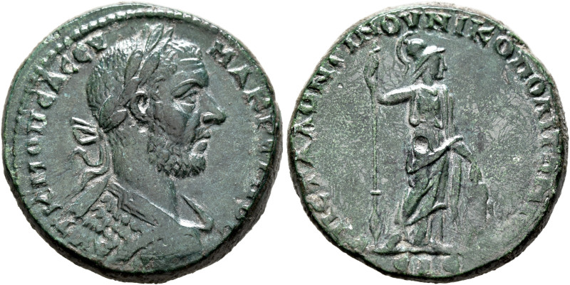 MOESIA INFERIOR. Nicopolis ad Istrum. Macrinus, 217-218. Tetrassarion (Bronze, 2...