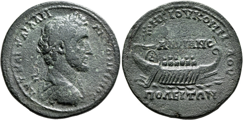 THRACE. Hadrianopolis. Antoninus Pius, 138-161. Tetrassarion (Bronze, 29 mm, 14....